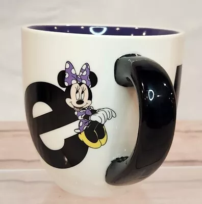 Disney Parks Minnie Mouse Large Coffee Tea Mug White Black Purple Inside Cup • $7