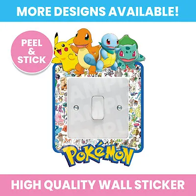 Pokemon Light Switch Surround Wall Sticker Decal Kids Bedroom • £2.99