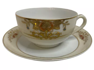 Noritake MORIMURA MADE IN JAPAN HAND PAINTED Tea CUP AND SAUCER SET Floral Gold • $20