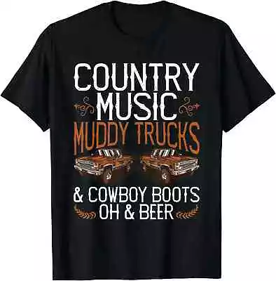 HOT! Vintage Truck Country Music Muddy Trucks And Cowboy Boots T-Shirt S-5XL • $22.99