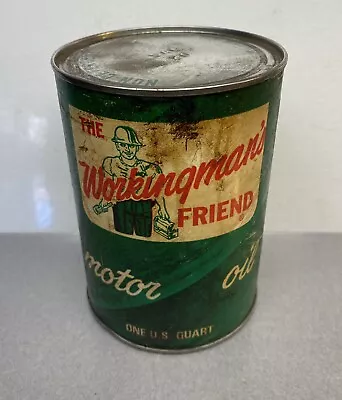 Vintage The Workingman’s Friend Motor Oil Can Full Highway Oil Co. Kansas • $24.95