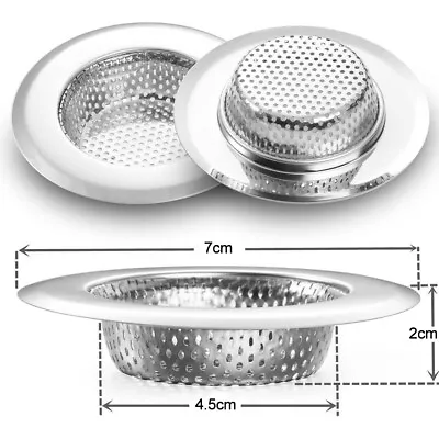 $5.30 • Buy 2x Stainless Steel Kitchen Sink Mesh Strainer Waste Plug Filter Drain Stopper