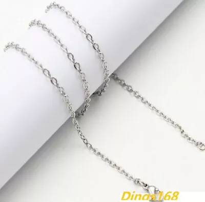 18K White Gold Filled Tarnish-Resist 16-26  * 2mm/3mm Cable Chain Necklace P146W • $14.99