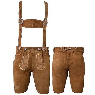 Oktoberfest Men's Bavarian Lederhosen Suede Leather Shorts Trousers Plain • $59.90