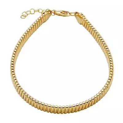 Charles Garnier 6.75 +1.5  Gold-Plated Sterling Silver 6mm Flat Tubogas Bracelet • $160