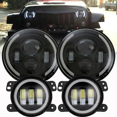 $81.24 • Buy 7  LED Headlight Hi/Lo Projector DRL +Fog Light Combo For Jeep Wrangler JK 07-17