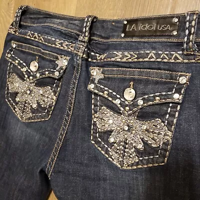 LA Idol USA Jean Size 13 Capri Stretch Embellished Mid Rise • $13.88