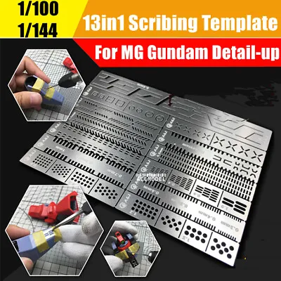 $10.59 • Buy Stainless 13in1 Auxiliary Stencil Templates For 1/100 1/144 MG Gundam Detail-up