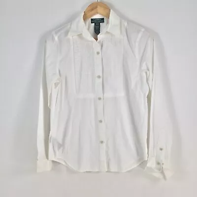 Lauren Ralph Lauren Womens Button Up Shirt Size S White Long Sleeve Collar079044 • $34.95