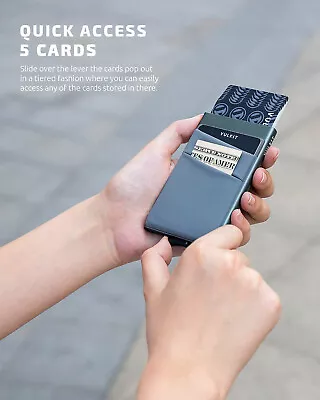£9.99 • Buy VULKIT Space Grey Note Slim Metal 5 Card Holder Pop Up Money Pocket Wallet