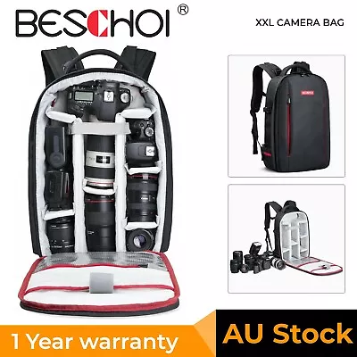 Beschoi Large Camera Backpack Bag For DSLR SLR Cameras Drone Lens Accessories • $89.99