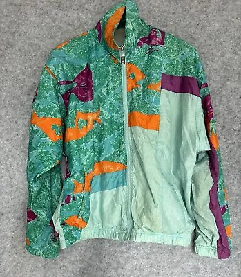 Vintage Sergio Tacchini Windbreaker Jacket Unisex Green Tropical  Fish Warm Up • $23.99