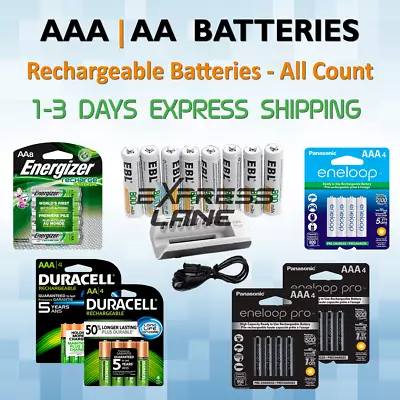 Rechargeable Batteries AA Or AAA ALL COUNT 4 8 12 16 Ni-MH Lot Battery Charger • $23