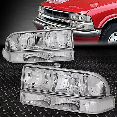 For 98-04 Chevy S10 Pickup Blazer Chrome/clear Corner Headlight Bumper Head Lamp • $82.88