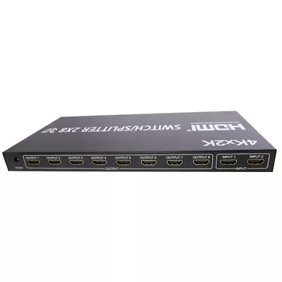 2X8 HDMI 3D True Matrix Switch Splitter 2 In Source 8 Out Display W/ Remote 4K • $57.99
