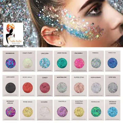 Chunky Glitter Crystals Face Body Nails Eye Shadow Make Up Festivals Tattoo  • £2.13