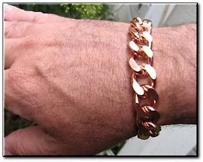 Solid Copper 5/8 Of An Inch Wide  - Men's 9 1/2 Inch Link Bracelet CB639G.  • $48