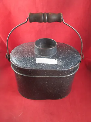 Vintage Coal Miners Lunch Bucket Pail W/Wooden Bail Baked Enamel Finish 3 TRAYs • $59.99