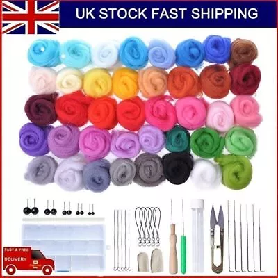 Needle Felting Starter Tool Kit Set Wool Roving 40 Colors Set For DIY Gift UK • £11.79