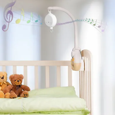 White Crib Mobile Motor Baby Music Box Spinner With 3 Modes Volume 35 Lullabies • $12.52