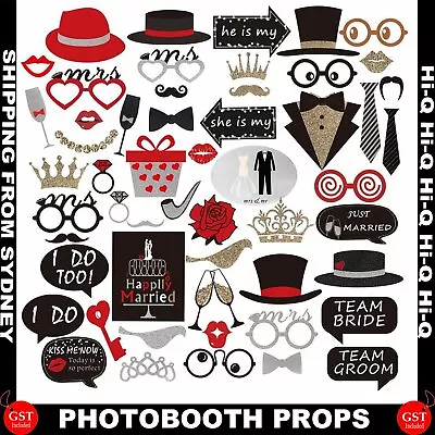 55pcs Wedding Photo Booth Props Kit Bridal Shower Bachelorette Party Supplies AU • $10.68