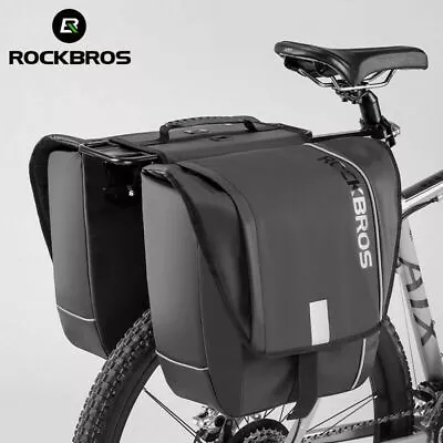 ROCKBROS Cycling Bike Pannier Waterproof Large Capacity Bike Rear Rack Bag 2pcs • $75.99