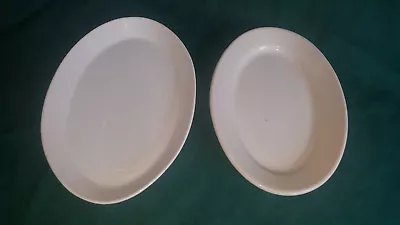 2 White Sterling Vitrified China Oval Restaurantware Platter 9x6~1 Unmarked 10x7 • $18