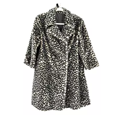 Faux Fur Leopard Animal Print Long Coat Jacket 90s Mob Wife Glam Medium Y2K • $59.99