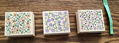 £9 • Buy Three Wooden Stamps Ditsy Floral Design FREE P&P