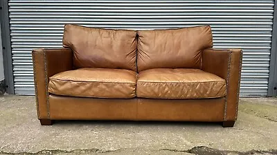Timothy Oulton Halo Viscount Williams Leather Small 2 Seater Sofa 🇬🇧🚛 • £499