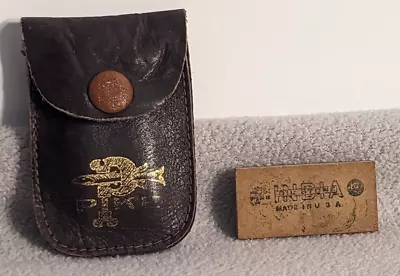 Vintage Adv Pike Mfg Co N.h. Mini India Oil Stone Leather Pouch Usa Est. 1823 Pi • $29.99