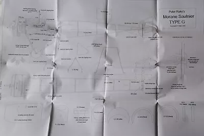 1/8(?) Scale RC 34  Span MORANE TYPE G WW1 2x Sheet Plan Set By Peter Rake • £0.99