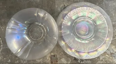 Mixed Lot 3 Antique Iridescent White / Rainbow Stretch Glass Plates Bowl • $50