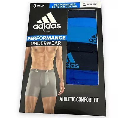 Adidas Underwear Mens XL Performance Stretch Cotton Poly 3-pack Boxer Briefs • $27.90