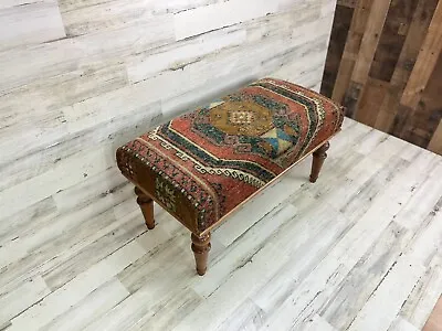 Orange Handmade Rug Ottoman Bench Handmade Bench Pouf Piano Bench • $600