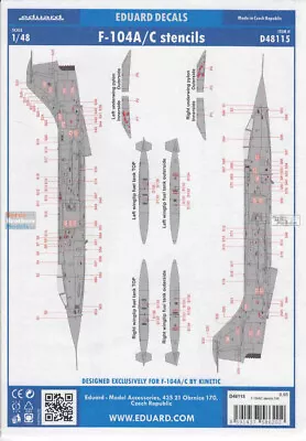 EDUD48115 1:48 Eduard Decals - F-104A F-104C Starfighter Stencils (KIN Kit) • $14.89