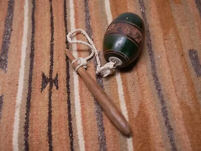 Antique Balero Bilboquet Wooden Carved Detail Barrel  & Stick Catch Toy • $14