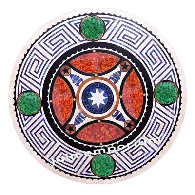 27  White Marble Table Top Coffee Dining Stone Work Lapis Inlay Pietra Dura Room • $1182