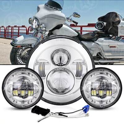 For Harley-Davidson Electra Glide Classic 7  LED Headlight + 4.5  Passing Lights • $60.99