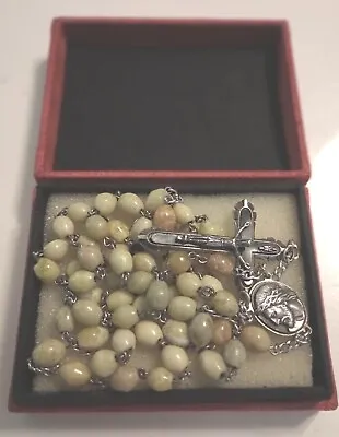 Vintage Mother Of Pearl Sterling Silver LARGE Rosary W/ Box  FREE SHIPPING • $99.95