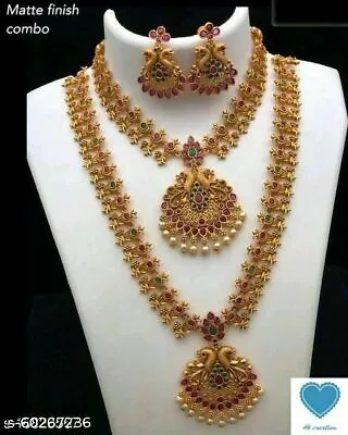 $27.27 • Buy South Indian Gold Plated Bollywood Style Bridal Necklace Earrings Jewelry Set