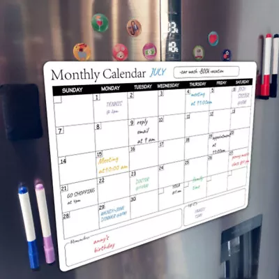 £10.02 • Buy Magnetic Monthly Weekly Planner Calendar Whiteboard Fridge Message Board