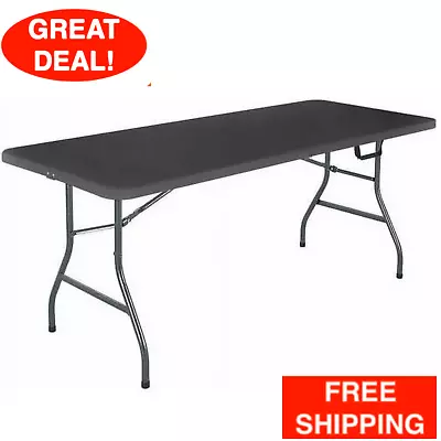 6 Ft Centerfold Folding Table Portable In/Outdoor Heavy Duty Lightweight Black • $66.99