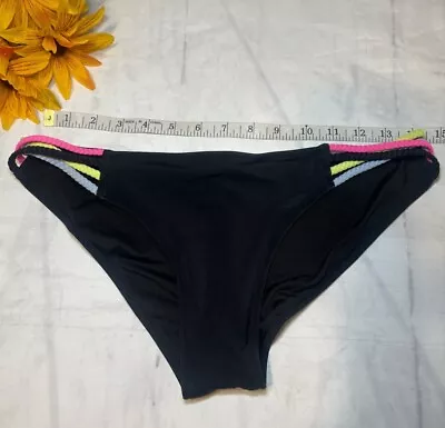 Victoria's Secret Womens Medium Cheeky Bikini Swim Bottom Black (qq) • $12.99