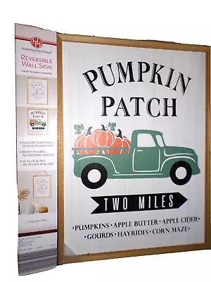 Huntington Home Reversible 18X24 Jute Rope Hang Wall Sign Pumpkin/PFondest/M VS • £24.73