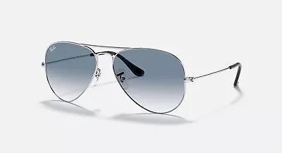 RayBan Aviator Silver/Light Blue Gradient 62 Mm Sunglasses RB3025 003/3F 62 • $115.83