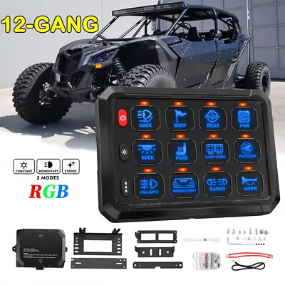 12 Gang Switch Panel Lights Control For Can-Am Polaris RZR UTV ATV Accessories • $124.99