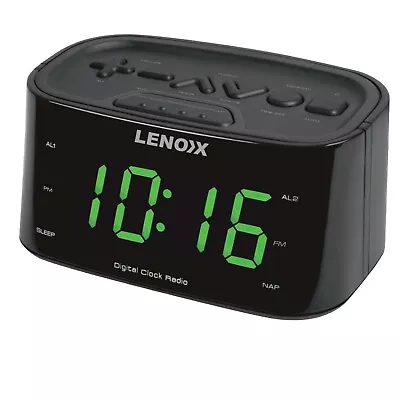 FM Radio Dual Alarm Clock/Large Big LED Digital DisplayCharger USB Port Black • $48.38