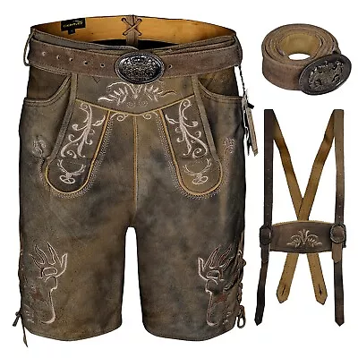 Oktoberfest Men Suede Leather Lederhosen Klose Germen Outfit Bavarain Lederhosen • $96.01