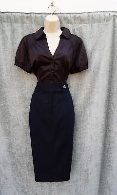 £6.99 • Buy Blue Wiggle,pencil Skirt,50's,60's,80's Vintage Style,marks And Spencer,size 12